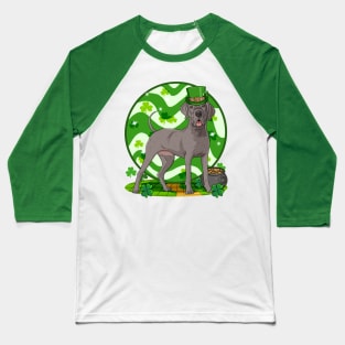 Great Dane Dog St Patricks Day Leprechaun Baseball T-Shirt